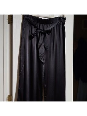 NWT Black Satin Wide Leg Pants Women's 2XL